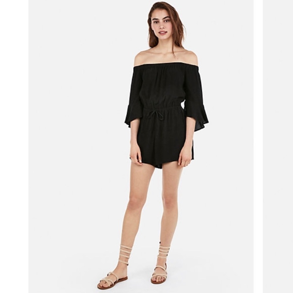 SOLD✅ Black off the shoulder romper EUC - Picture 1 of 6